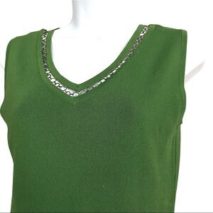 Elementz Green Sleeveless Ribbed Sweater Size Medium Spring Knit V-neck